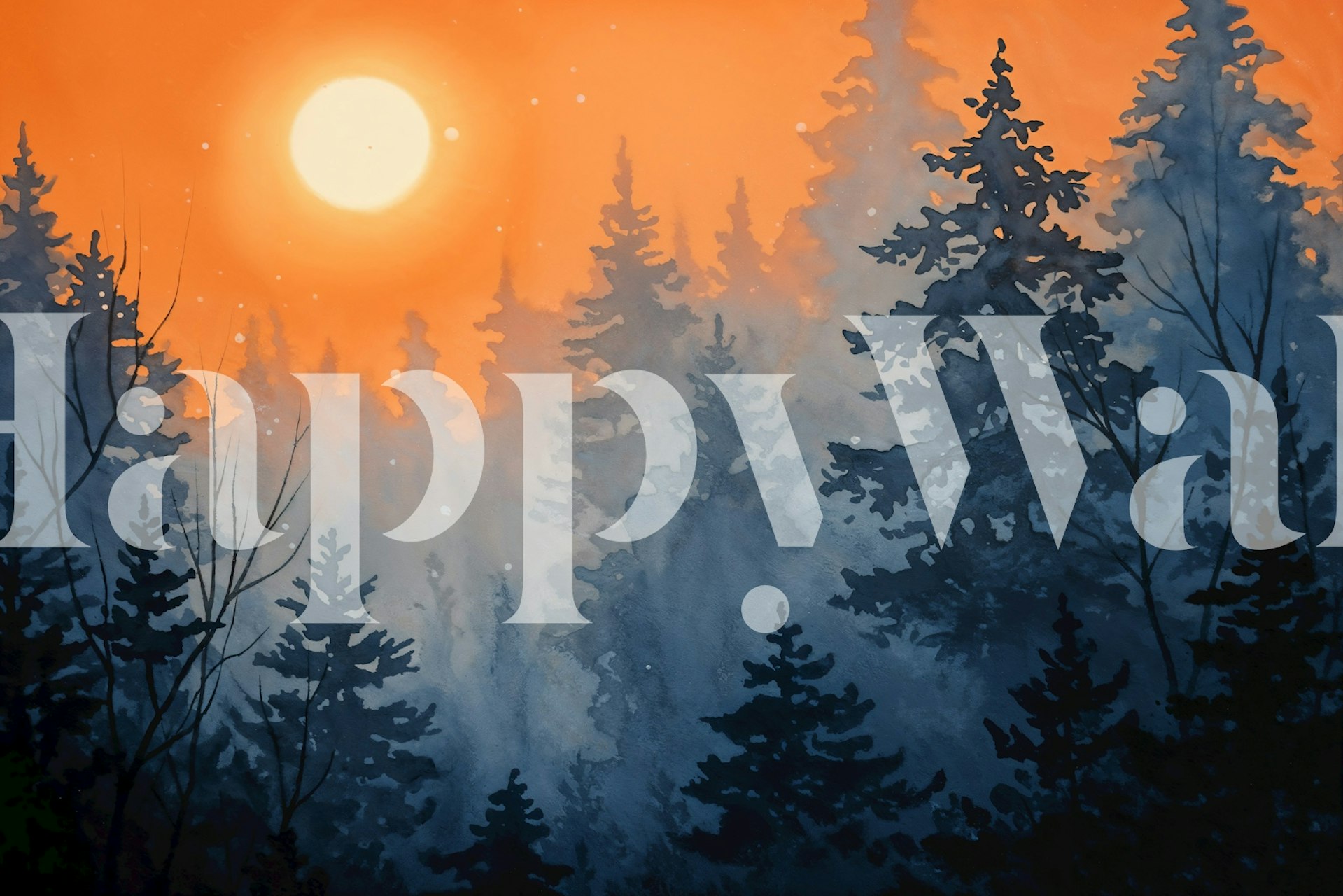 Tapeta Sunset Through Pine Forest u sobi