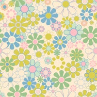 Fresh Flowers Pastel Retro Garden Floral papel de parede
