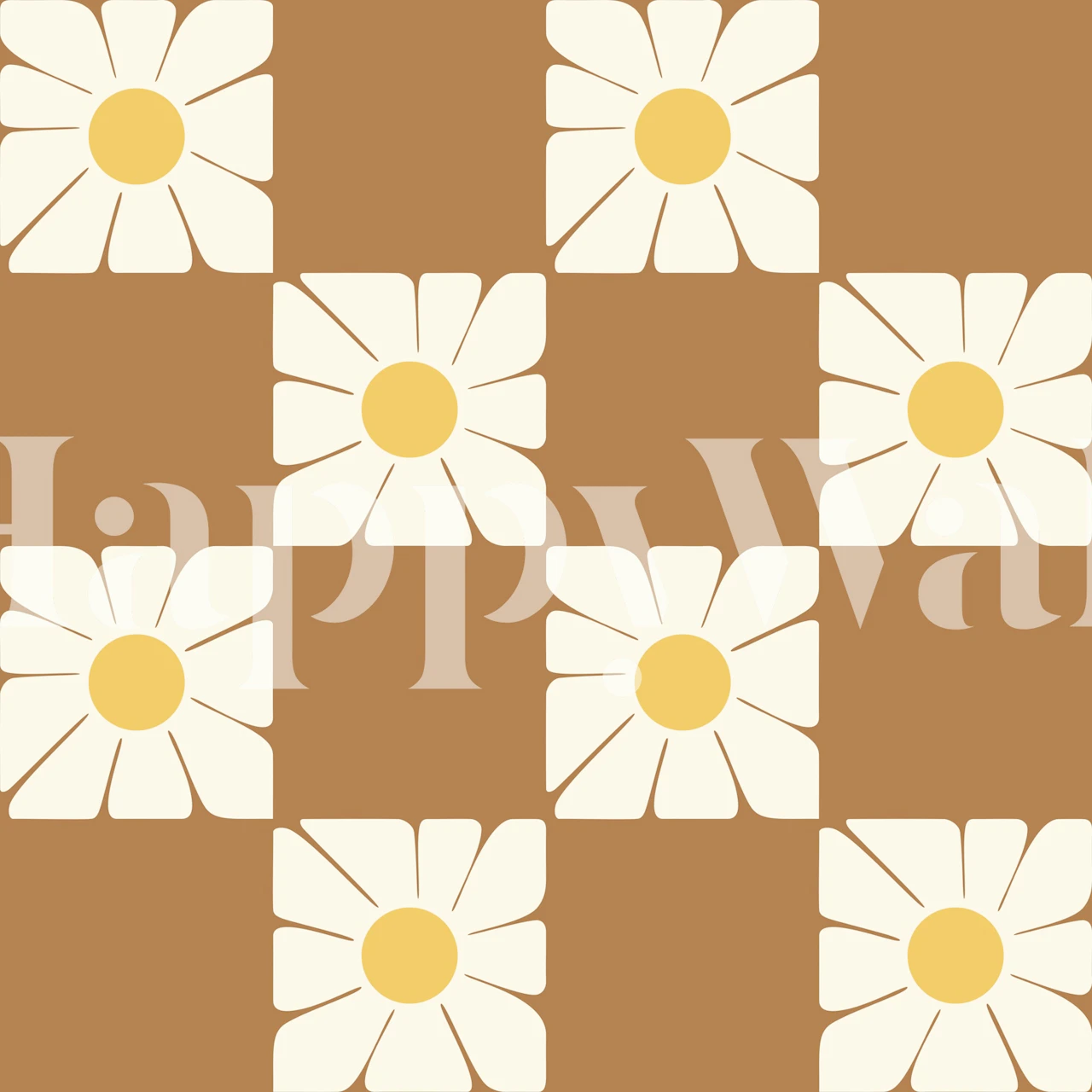 Sunny Daisies Squares Warm tapetdesign
