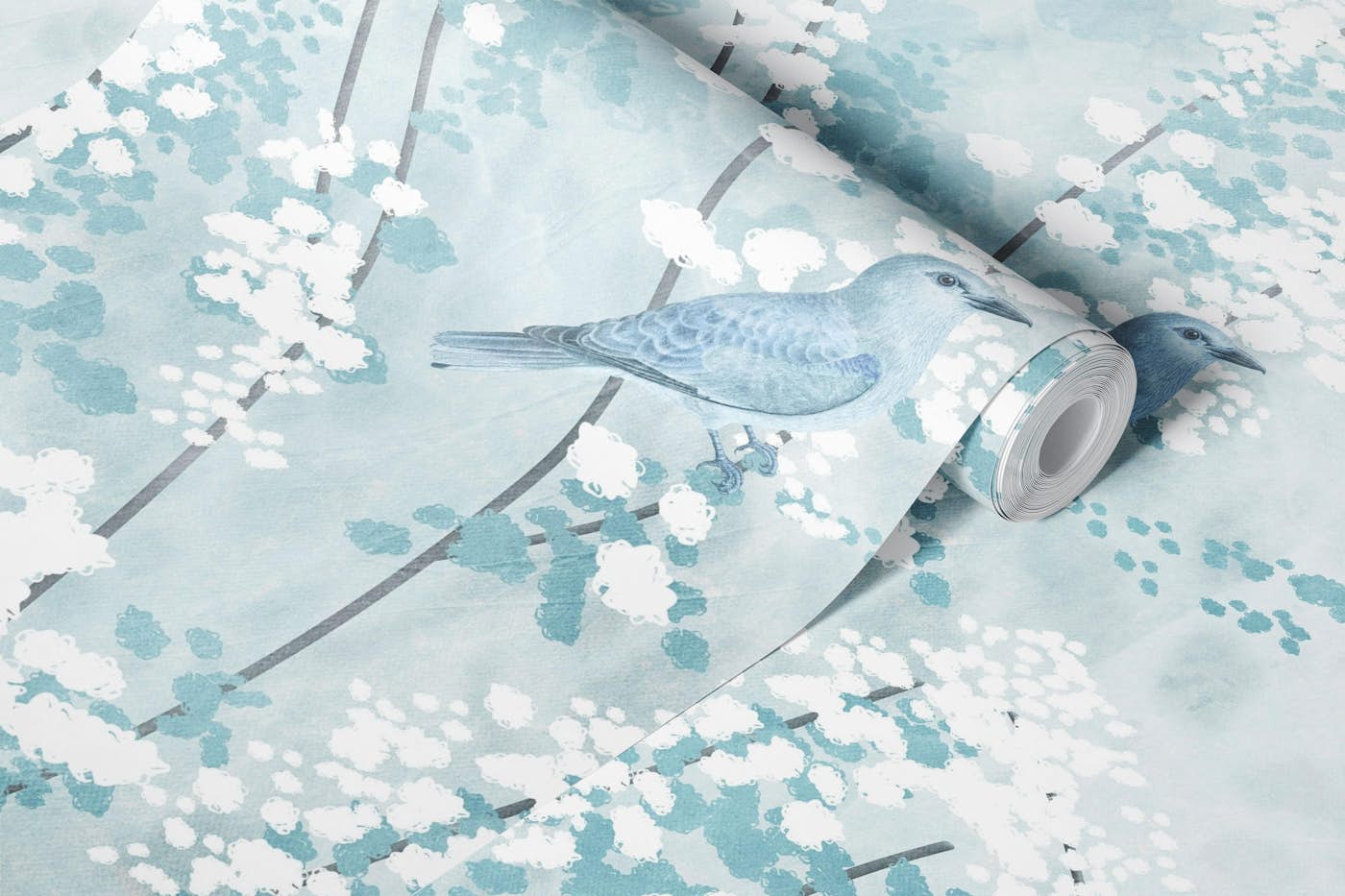 Serene Bird Garden wallpaper roll