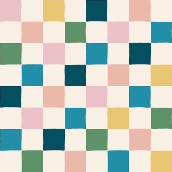 Colourful Retro Checkerboard - Teal & Pink