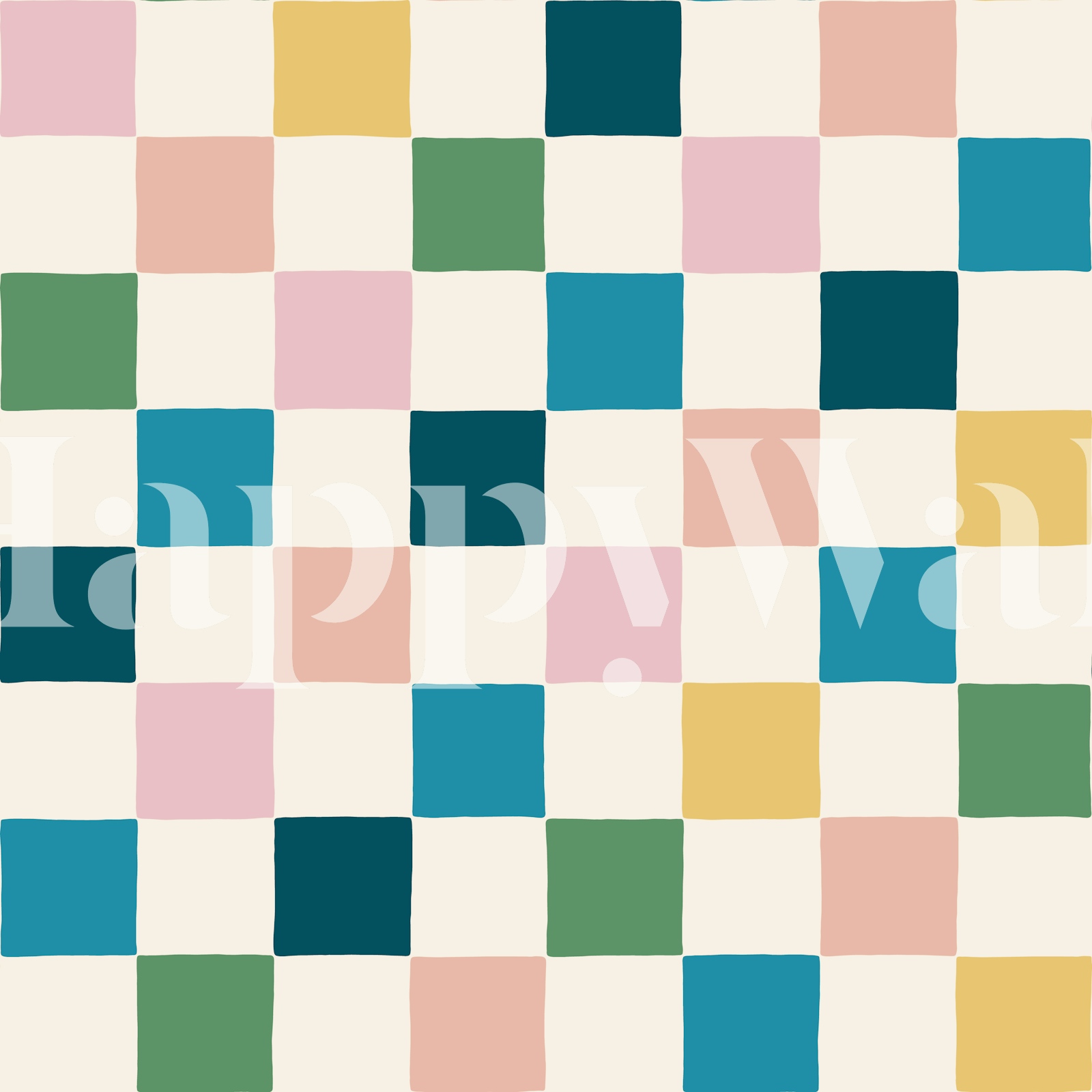 Colourful Retro Checkerboard Wallpaper | happywall.com
