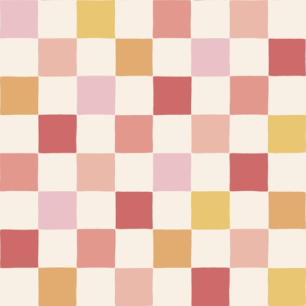 Colourful Retro Checkerboard - Pink & Yellow