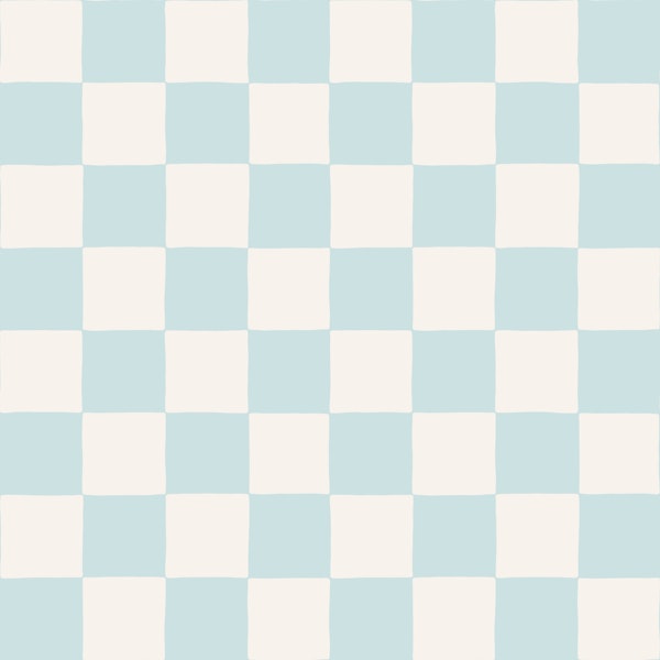 Retro Checkerboard Squares - Soft Blue