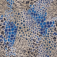 Animal pattern mix blue wallpaper