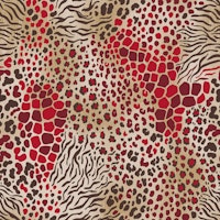 Animal pattern mix red wallpaper