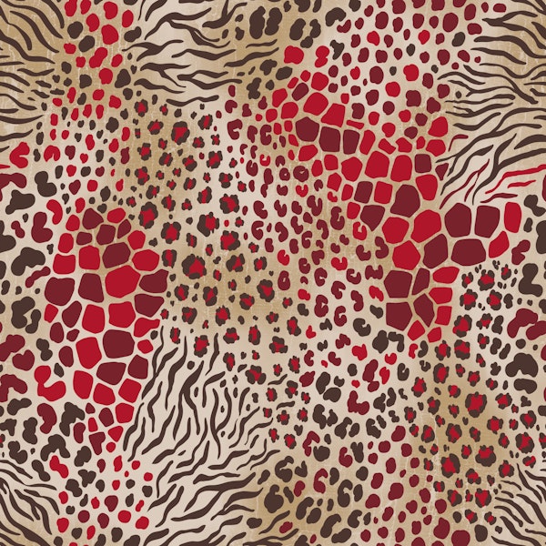 Animal pattern mix red