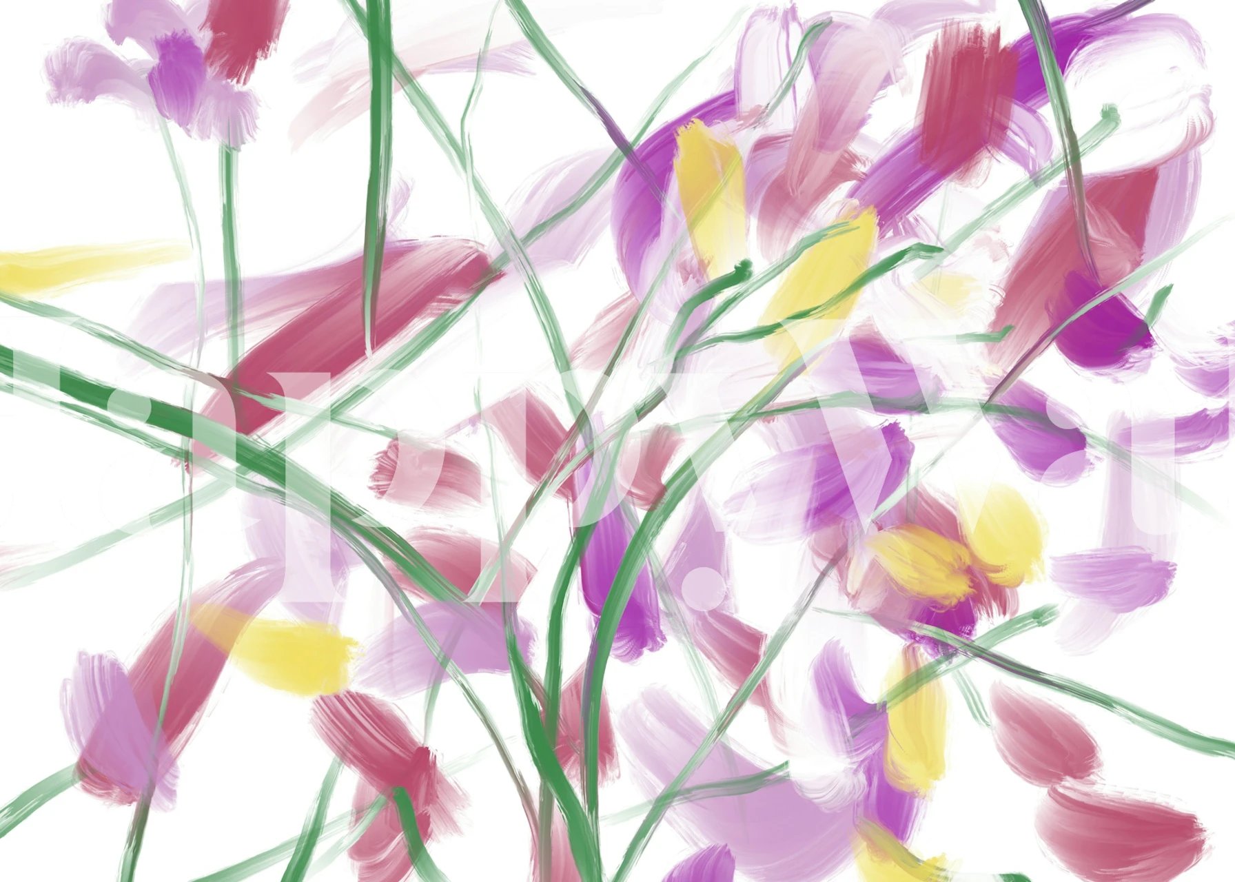 Pastel Flower Brushstroke tapet i ett rum