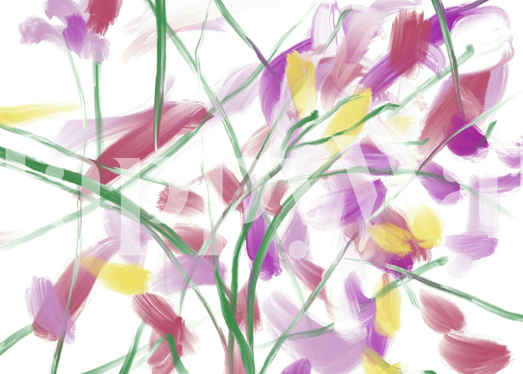 Ταπετσαρία Pastel Flower Brushstroke σε ένα δωμάτιο