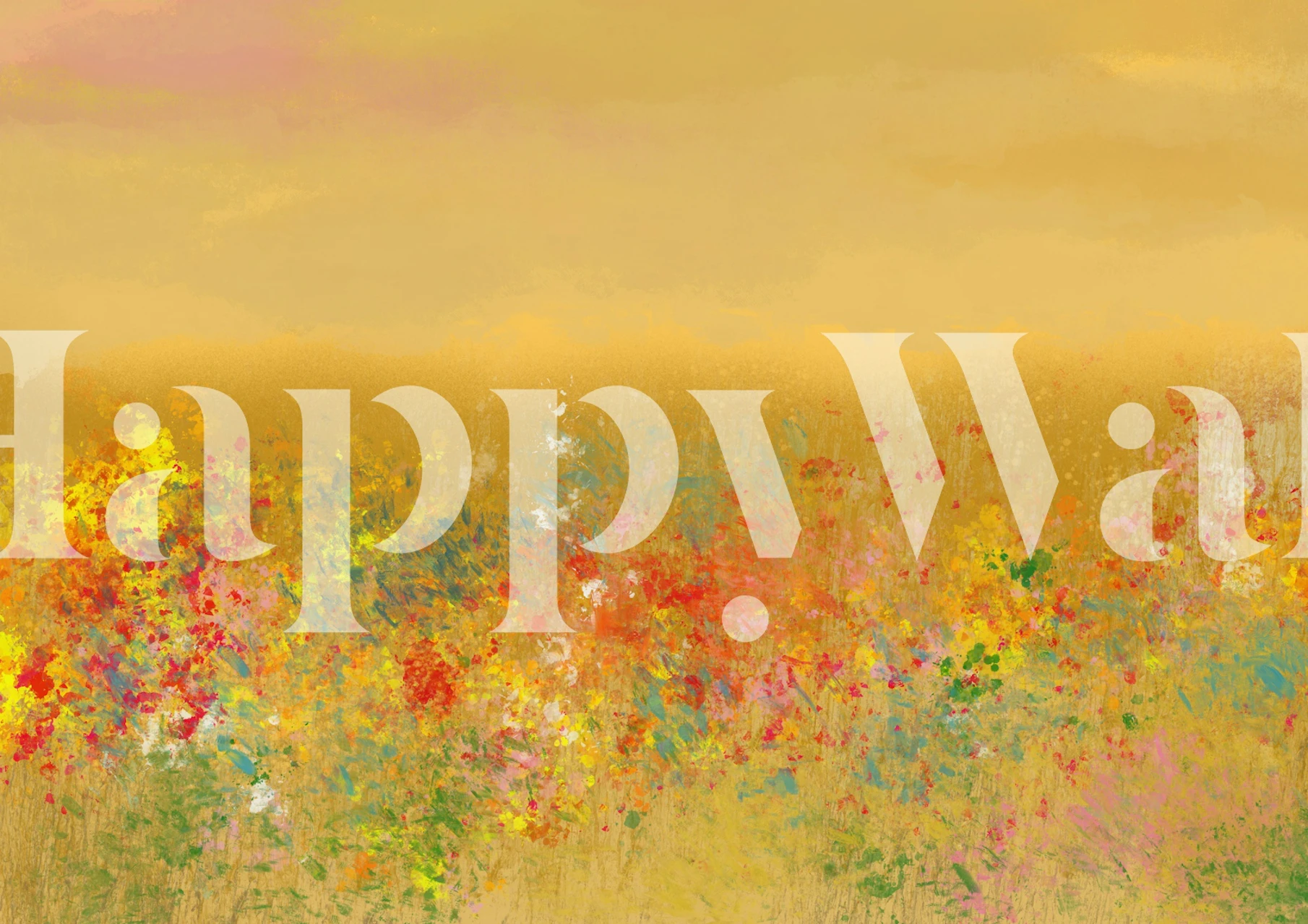 Colorful floral patterns with vibrant flowers in shades of yellow, orange, and green wallpaper