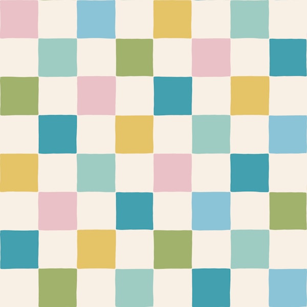 Colourful Retro Checkerboard - Blue & Yellow