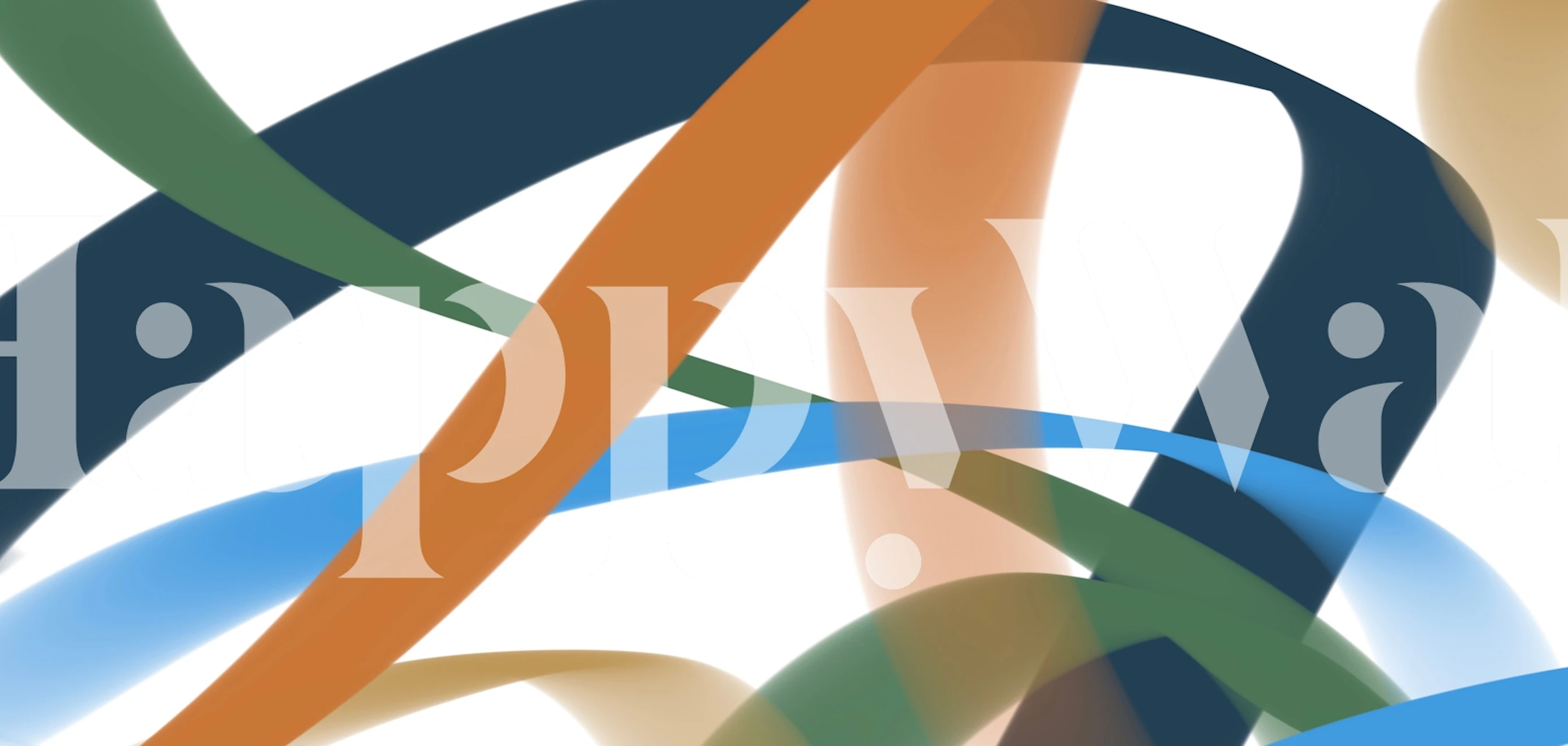 Colorful abstract ribbon waves in blue, green, orange wallpaper