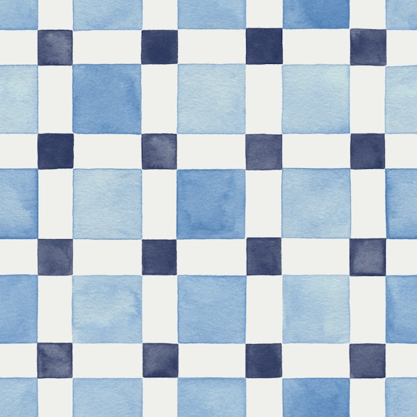 Ocean Blue Geometric Checker Tiles