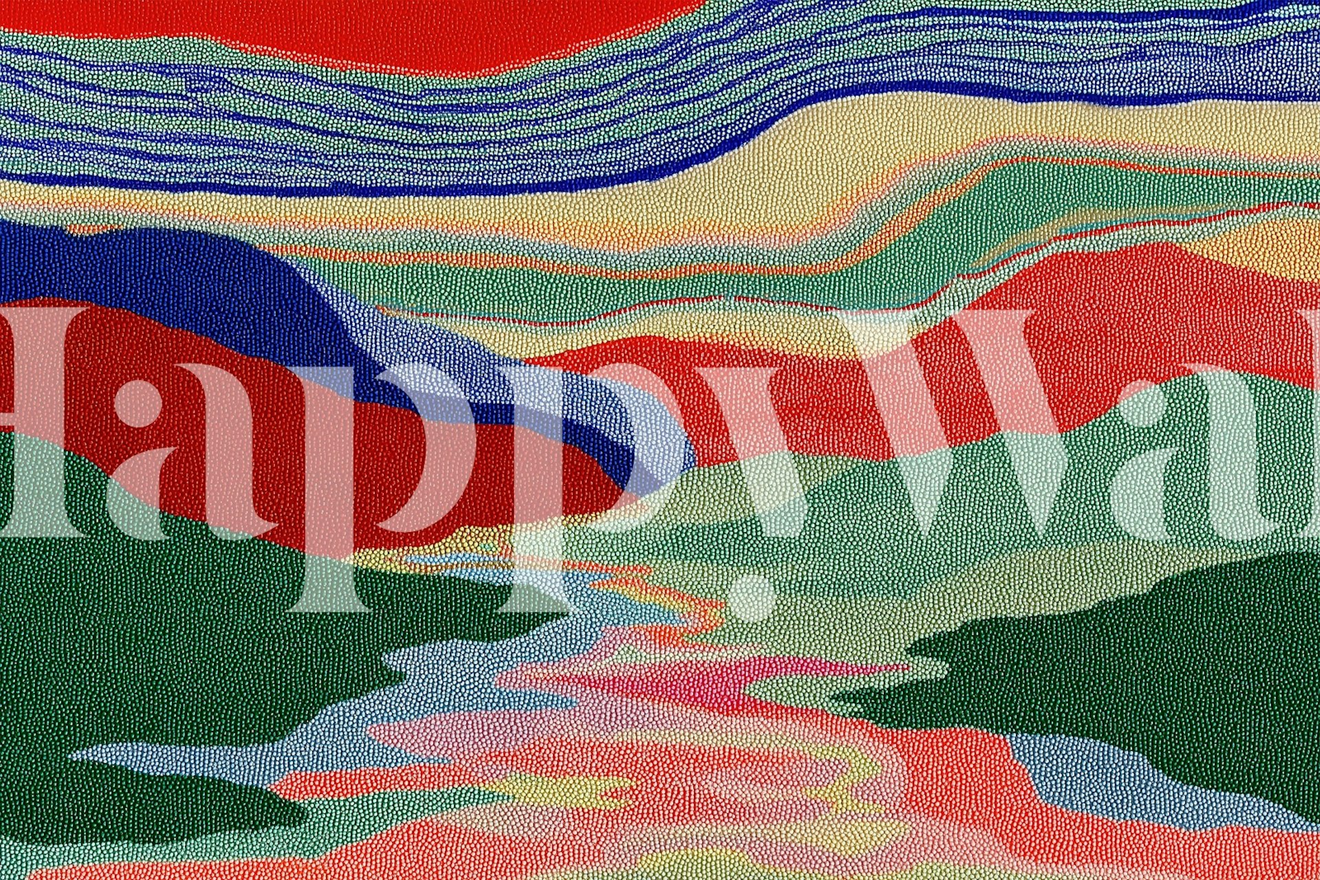 Colorful abstract landscape with flowing patterns in red, blue, and green wallpaper