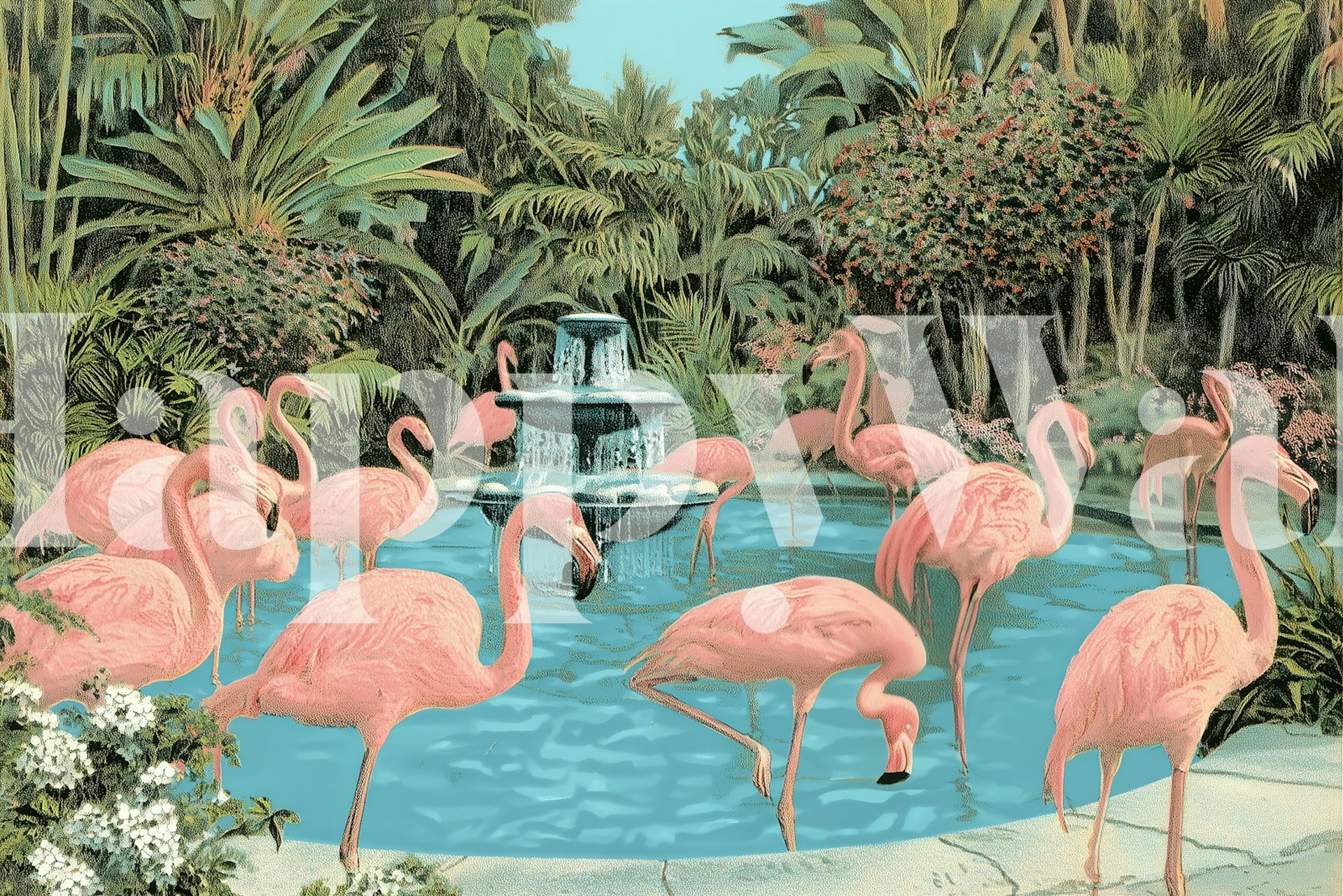 Ταπετσαρία Flamingo Florida Paradise σε δωμάτιο
