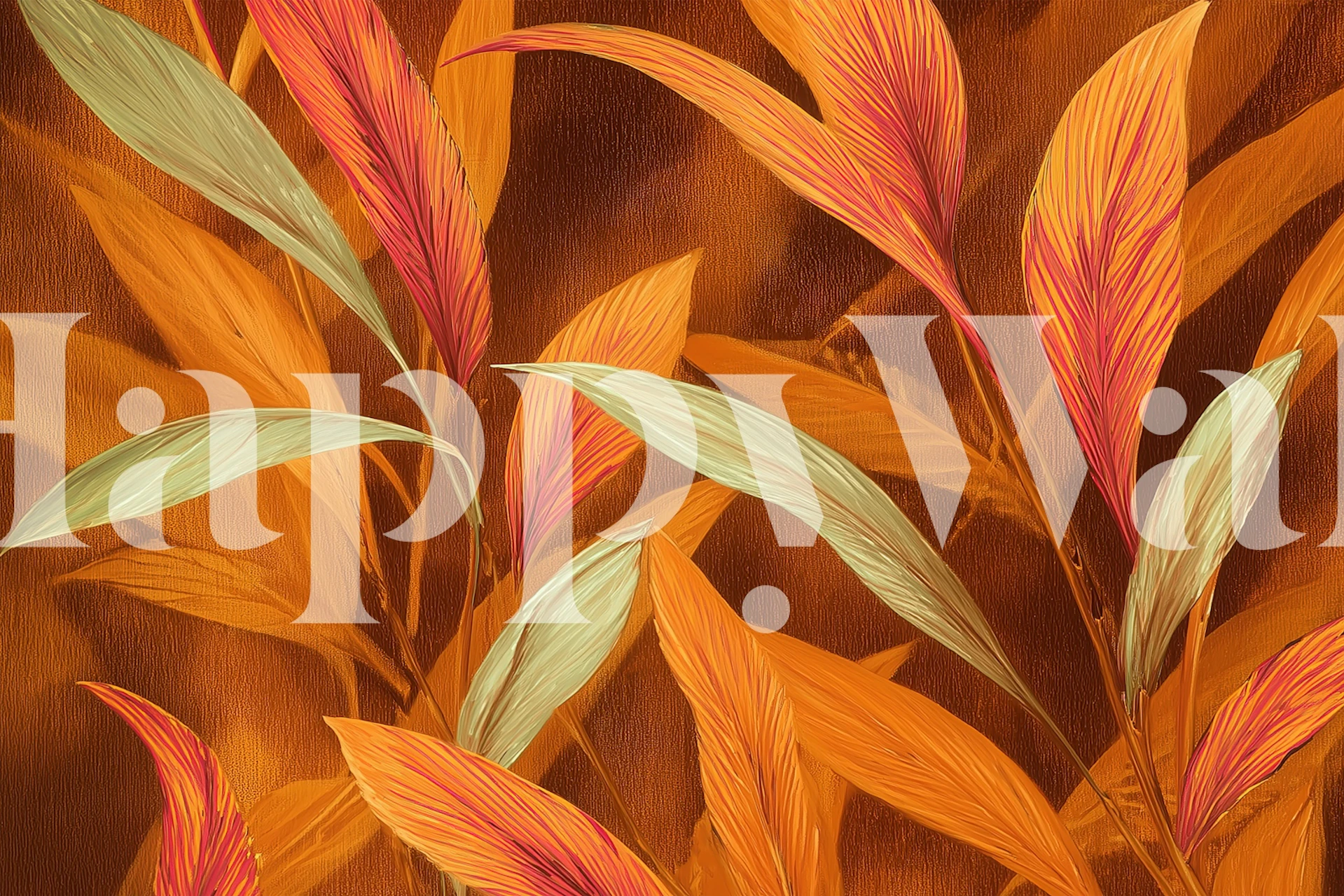 Orange foliage with green accents wallpaper