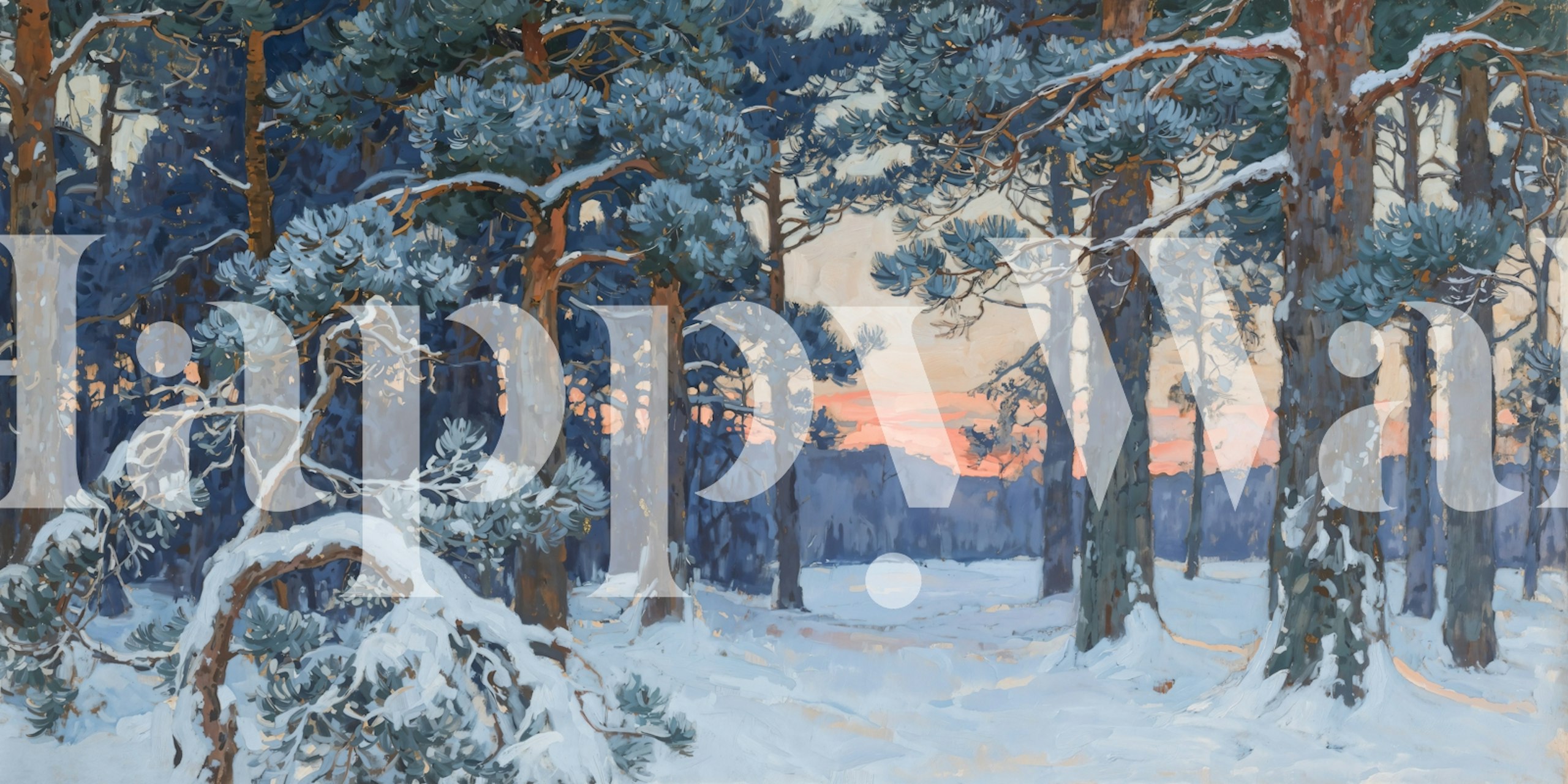 Tapeta Winter Forest Serenity u modernoj sobi