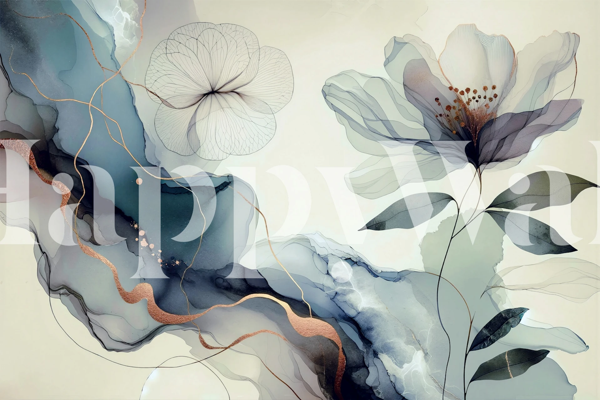 Dreamy Sage Garden Blue wallpaper in a room