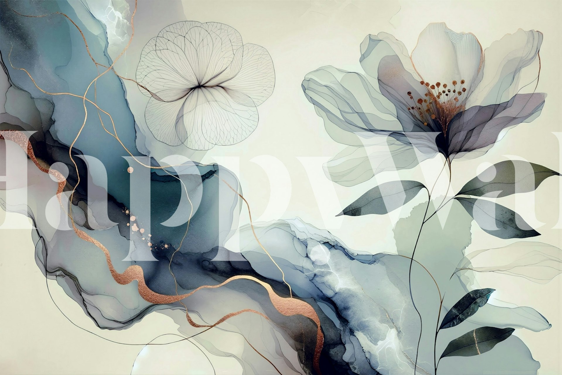 Dreamy Sage Garden Blue wallpaper in a room