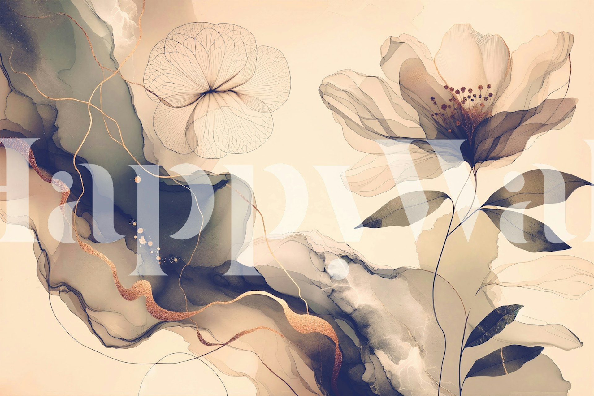 Blommig design tapet i ett rum