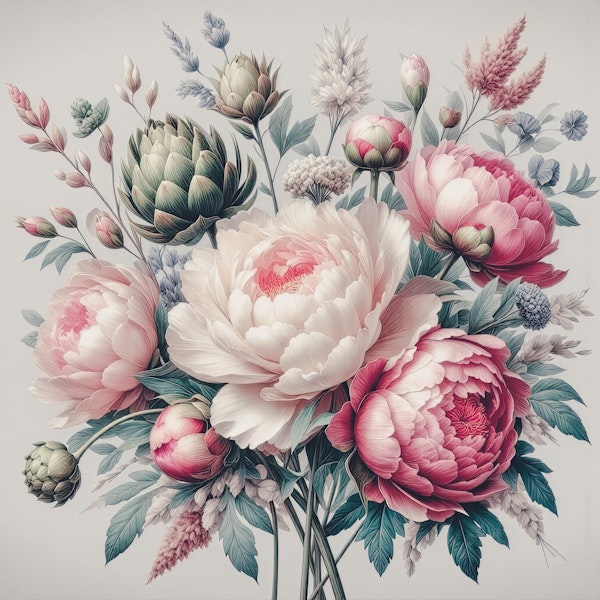 Vintage Peonies Rose