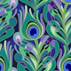 70s jewel-tone peacock feather - medium scale