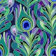 70s jewel-tone peacock feather - small scale