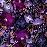 Dark Floral Chaos Purple and Blue carta da parati