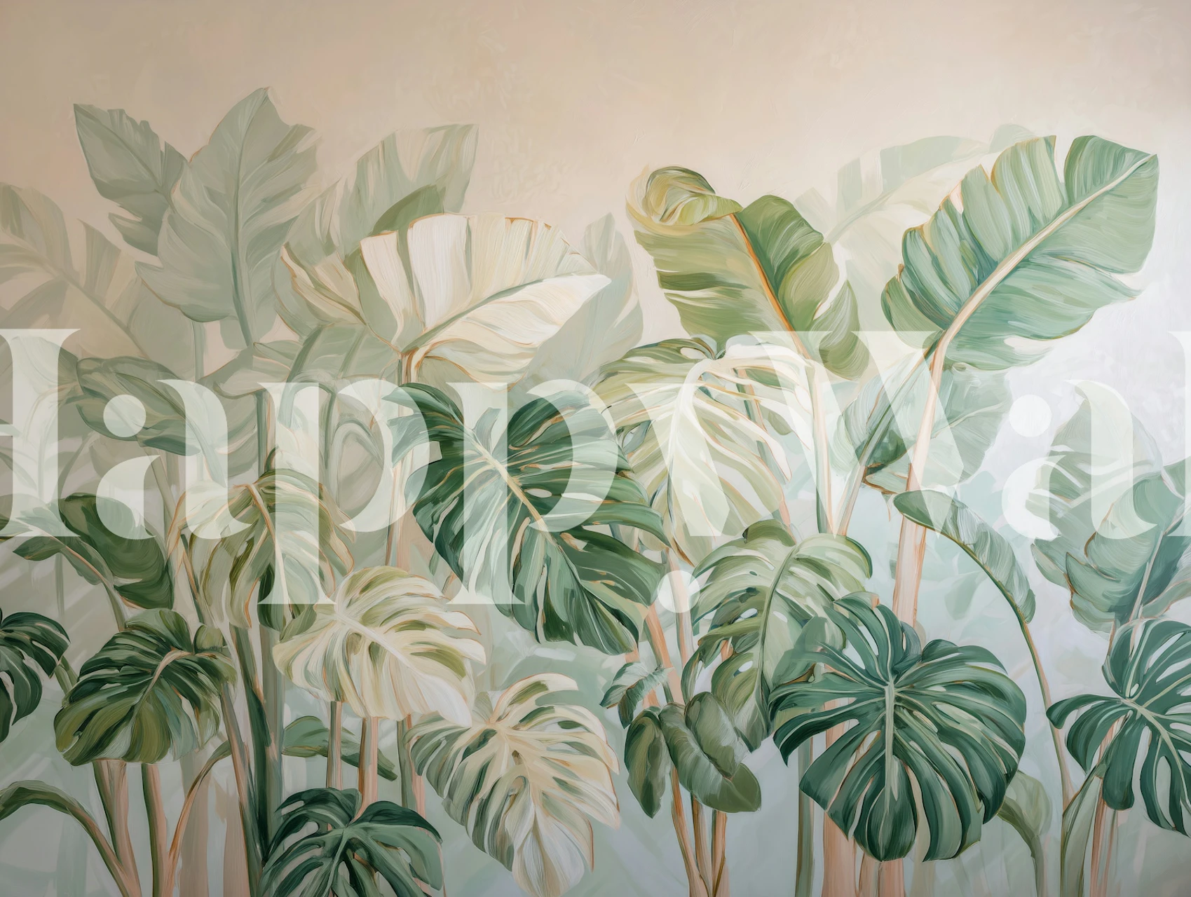 Tapeta Lush Green Leaf Oasis u sobi