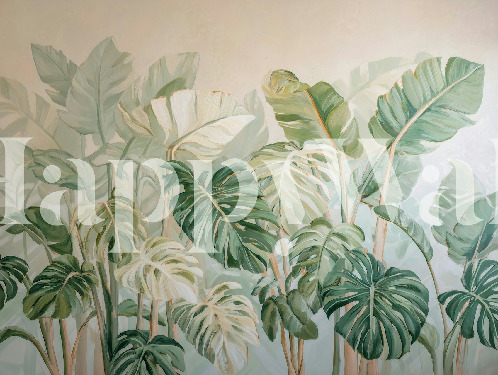 Tapeta Lush Green Leaf Oasis v místnosti