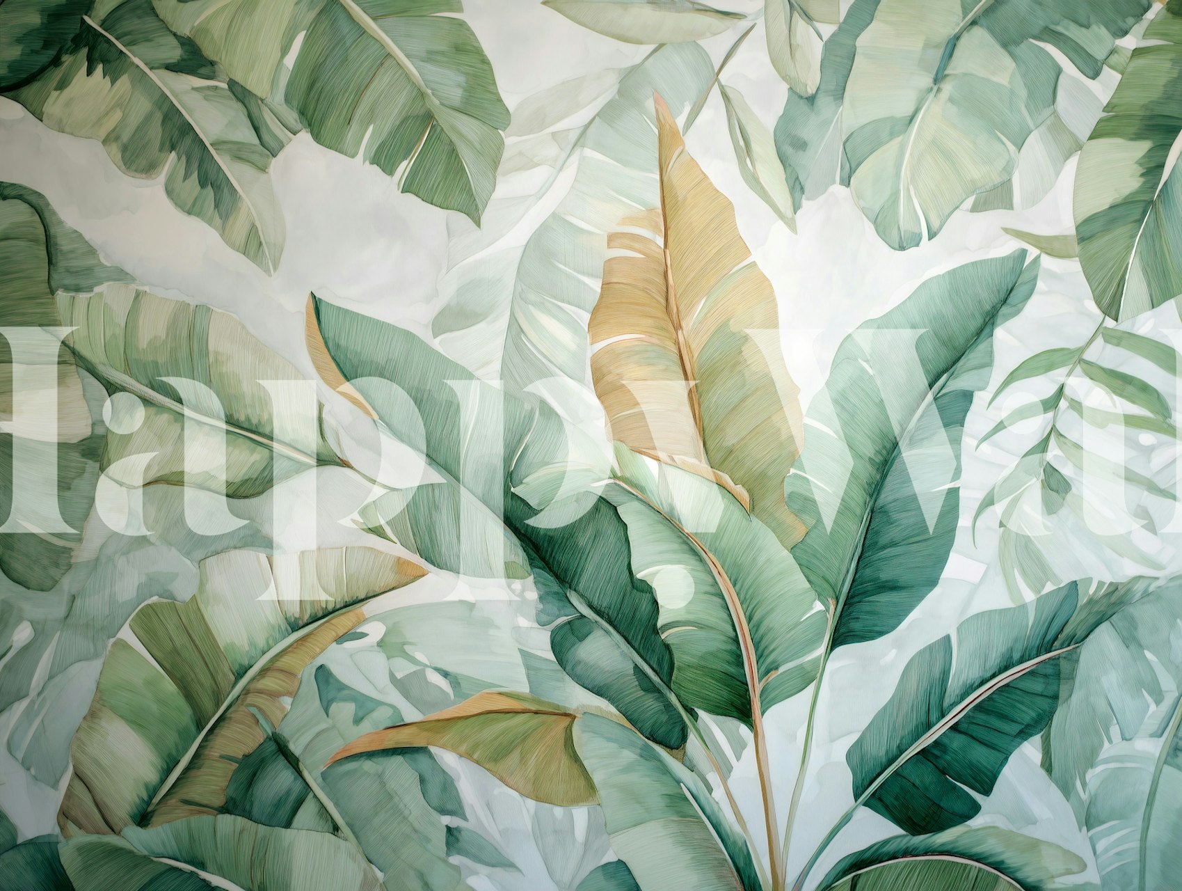 Botanical Leaf Retreat Tapete in einem Raum