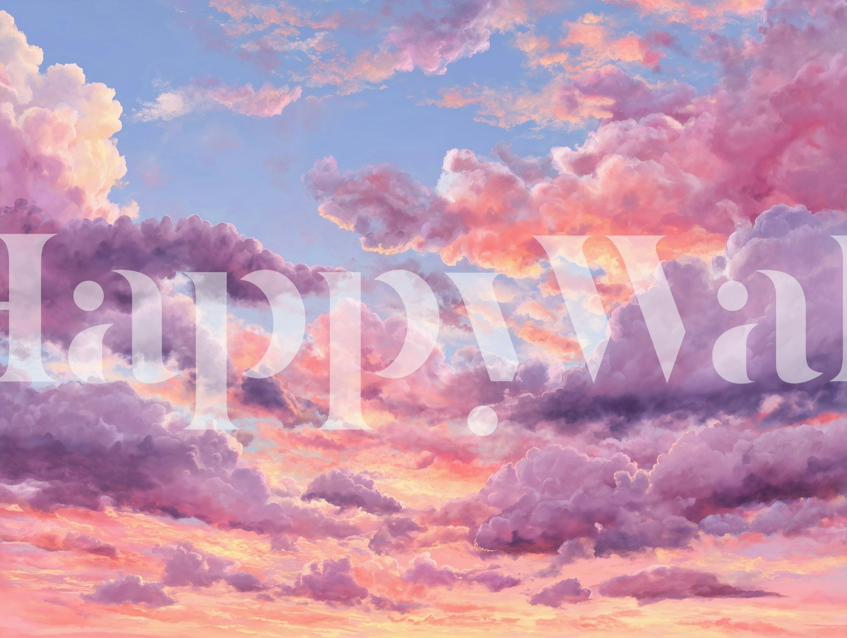 Pastel clouds in pink and lavender hues wall mural