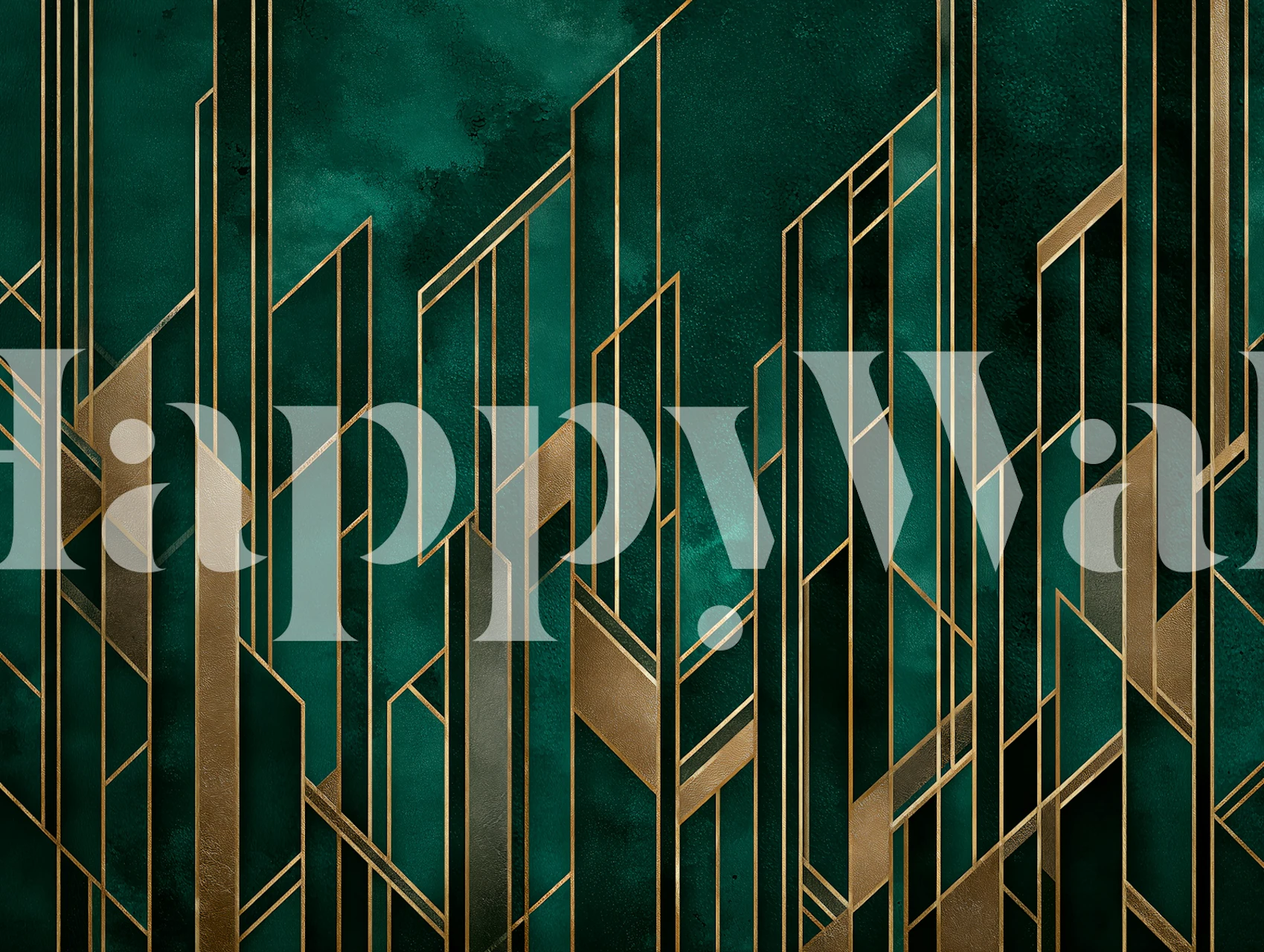 Emerald Geometric Elegance behang in een kamer