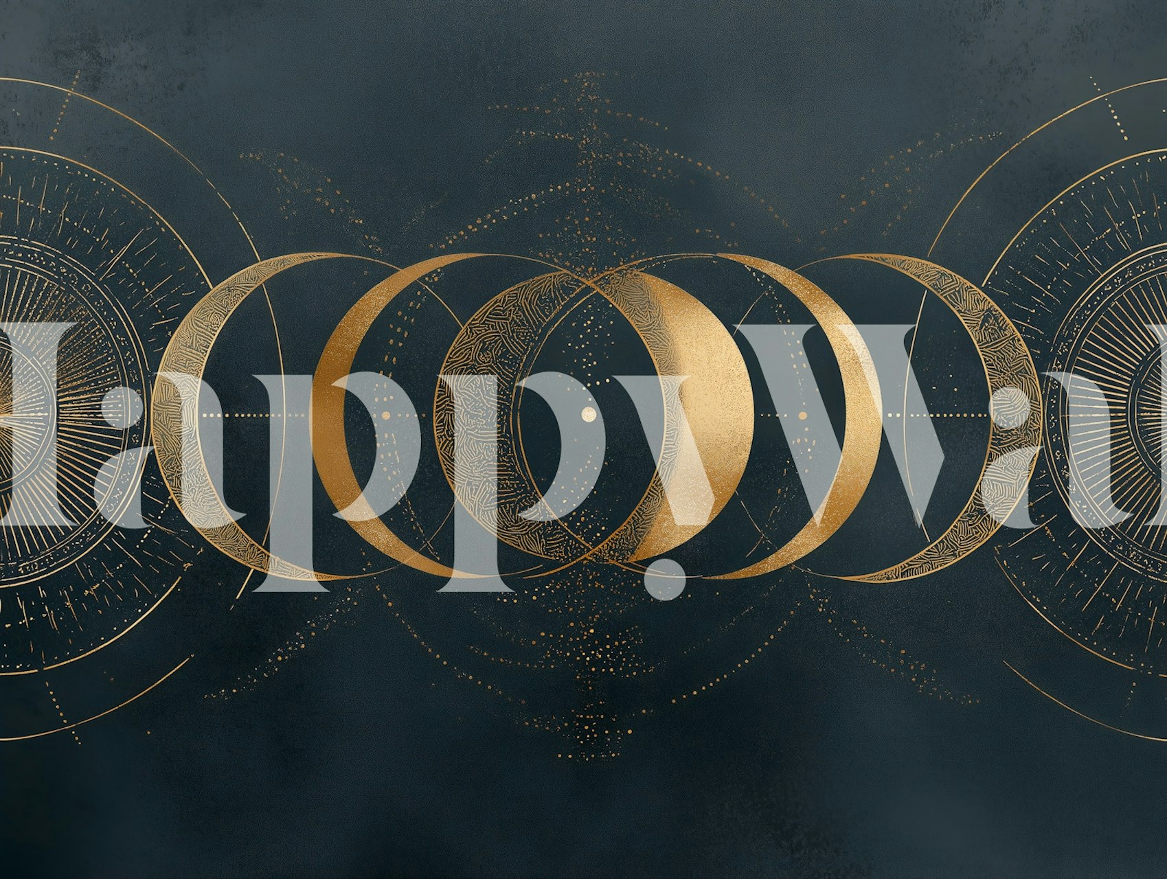 Gold moon phases on dark background wallpaper