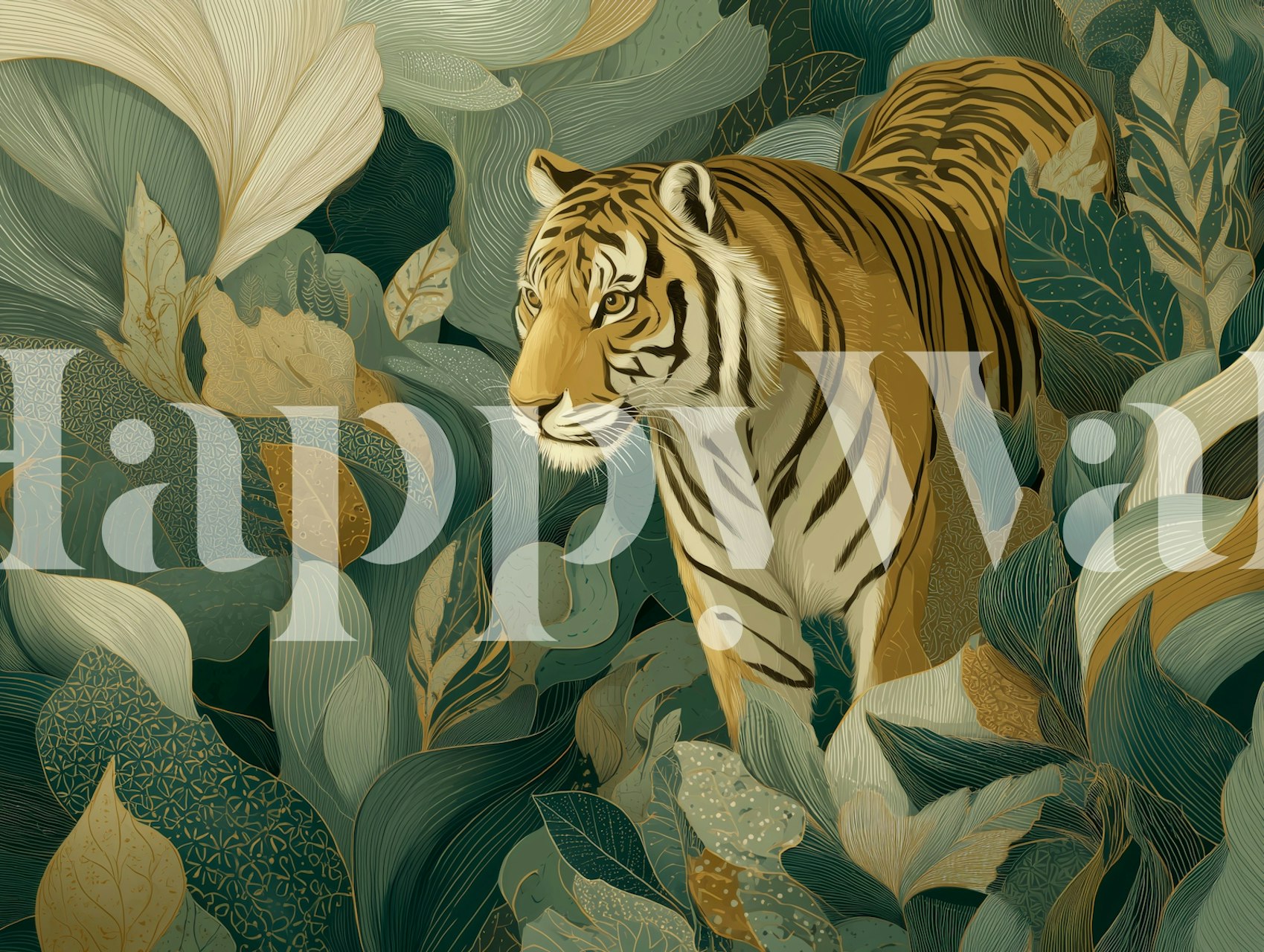 Elegant Forest Tiger tapet i et rum