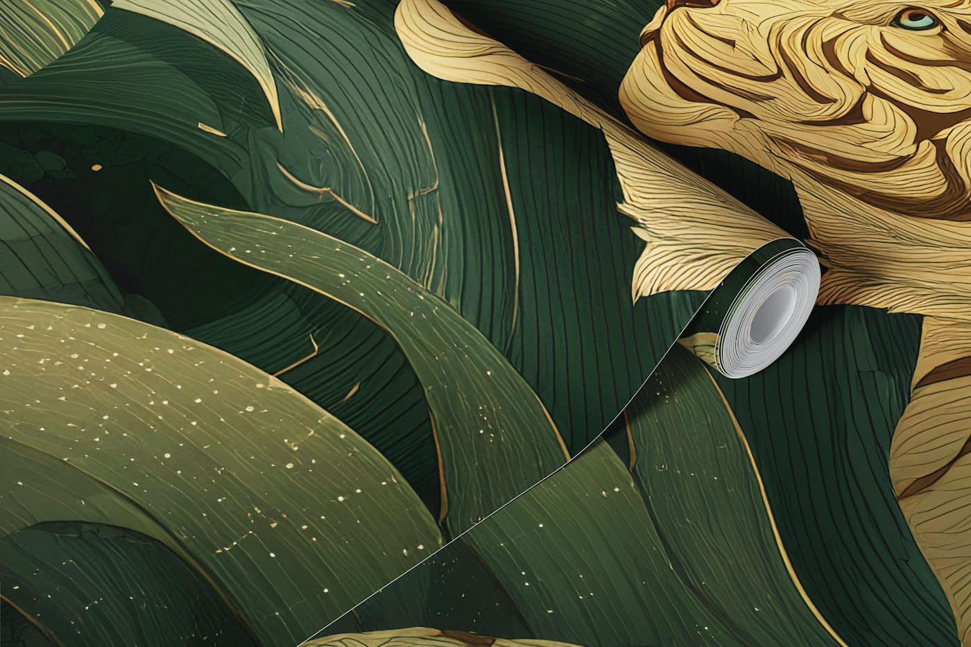 Tiger in Lush Foliage wallpaper roll