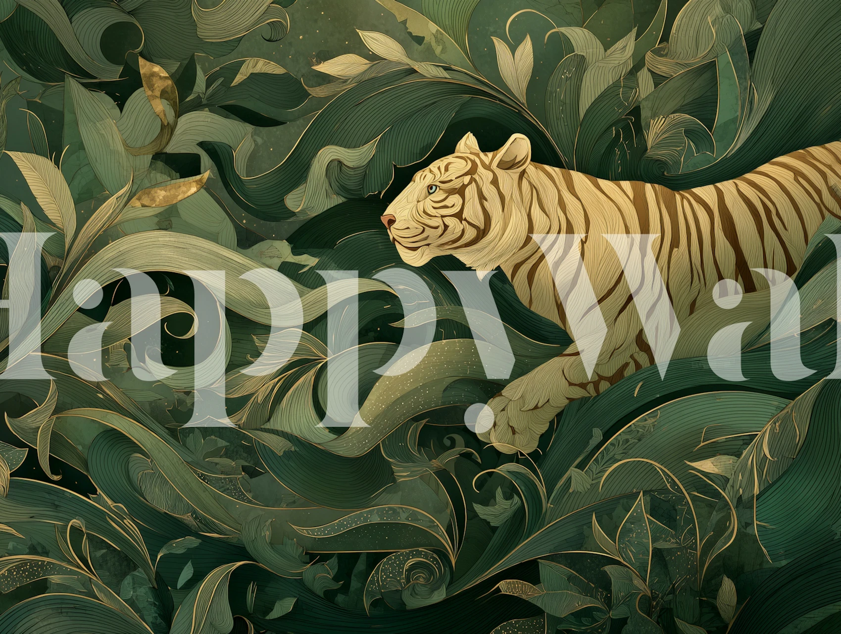 Tiger in foliage wallpaper
