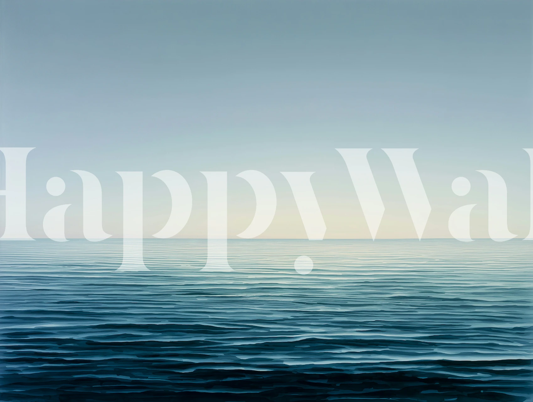 Calm ocean waves with shades of blue and light sky wallpaper