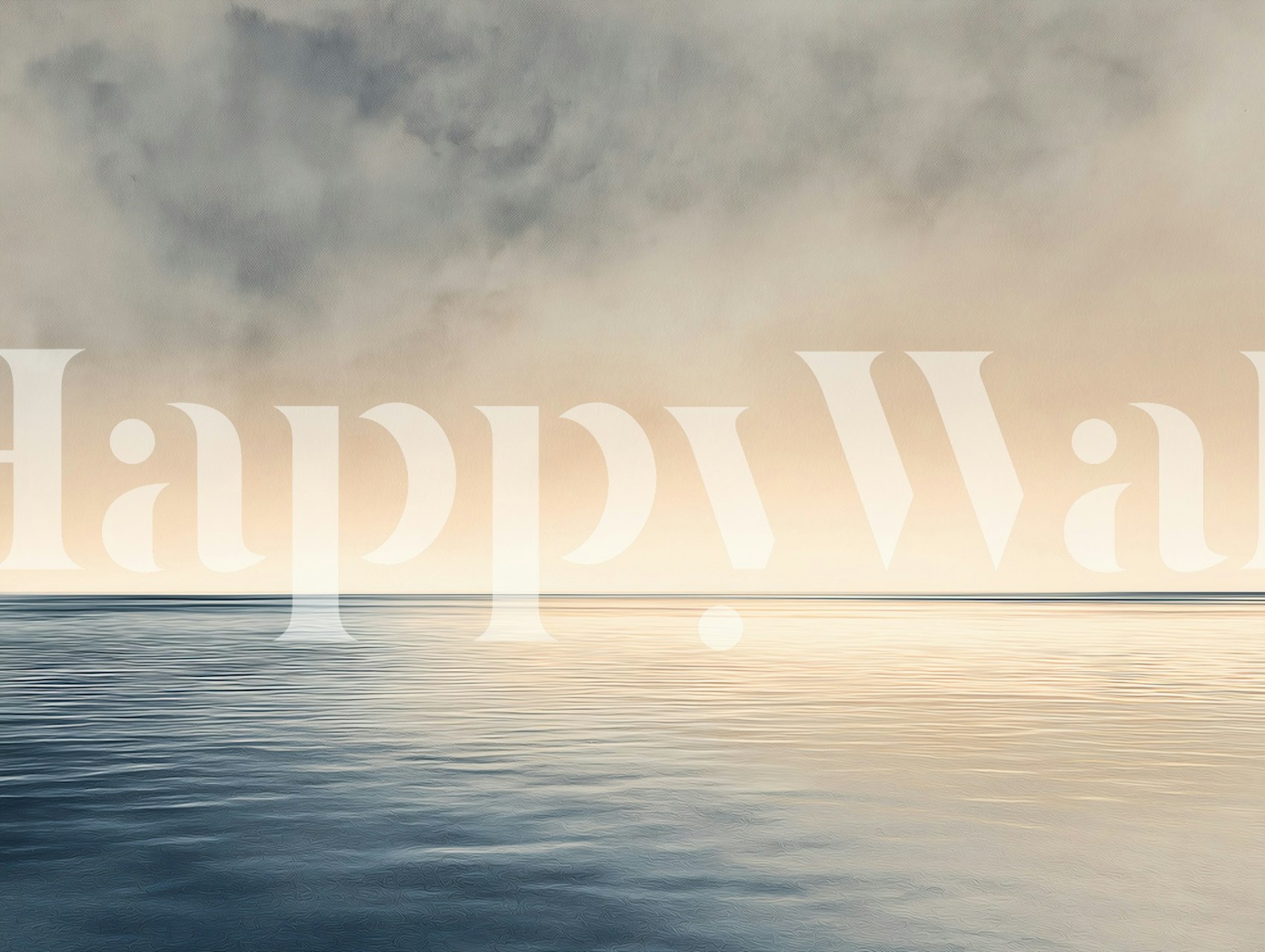 Wallpaper of calm seas at dusk in a room