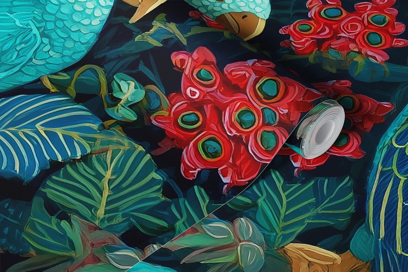 Vibrant Jungle Blossoms wallpaper roll