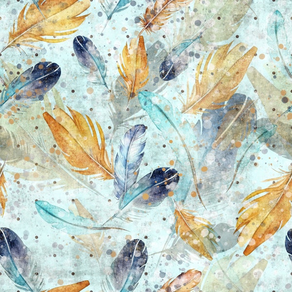 Feathers blue and gold yellow