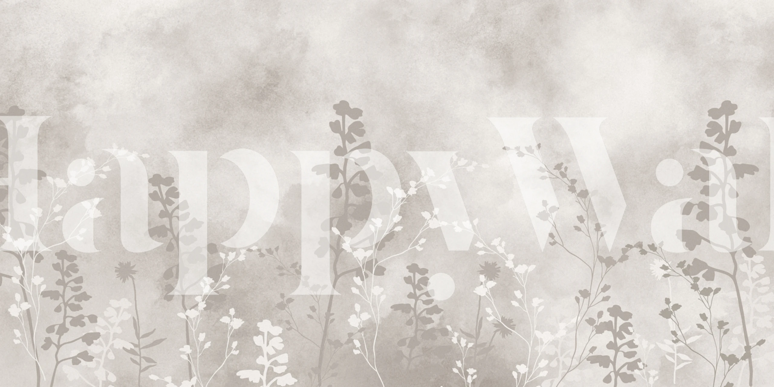 Gray floral patterns with soft botanical elements wallpaper