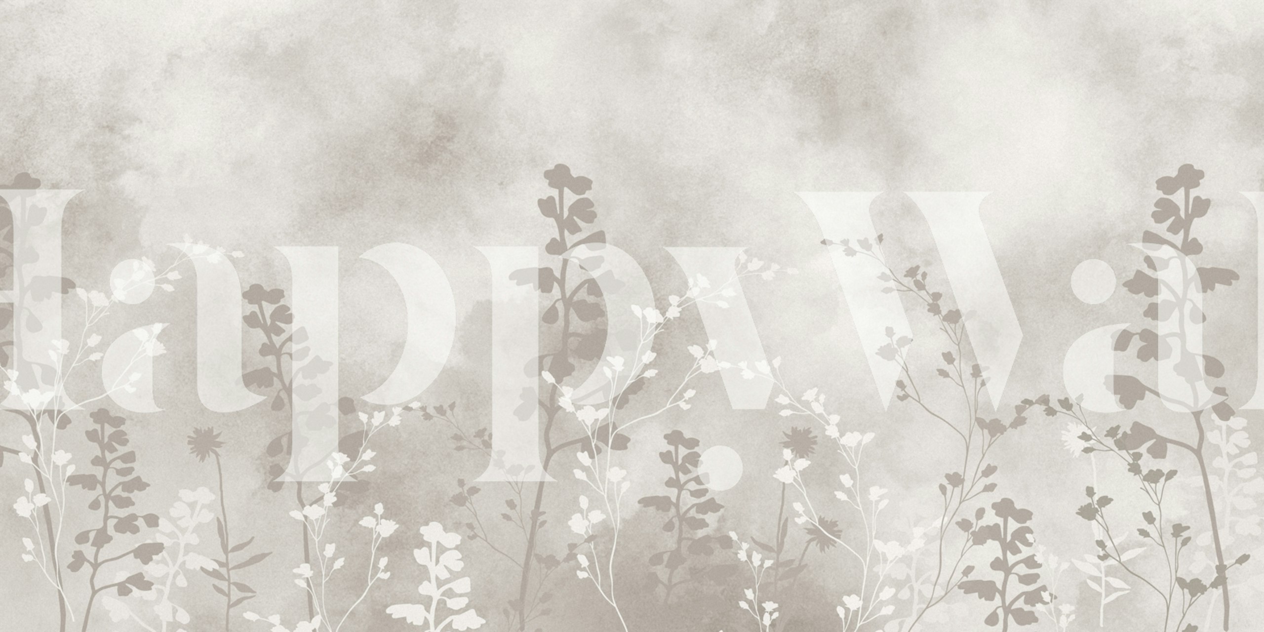 Gray floral patterns with soft botanical elements wallpaper