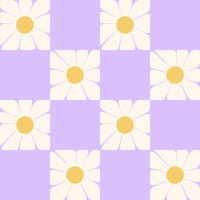 Sunny Daisies Squares Lavender Pattern wallpaper