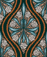 Retro Rosette Vibes in orange and blue wallpaper
