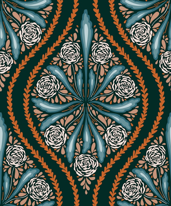 Retro Rosette Vibes in orange and blue