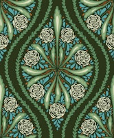 Retro rosette vibes in green and turquoise wallpaper