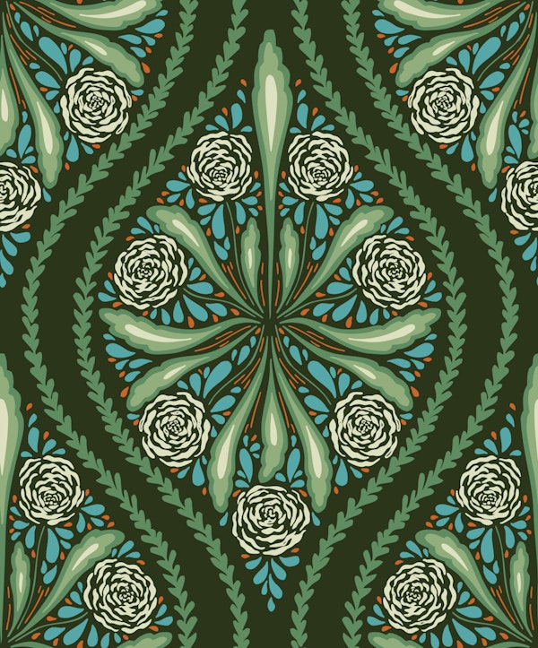Retro rosette vibes in green and turquoise