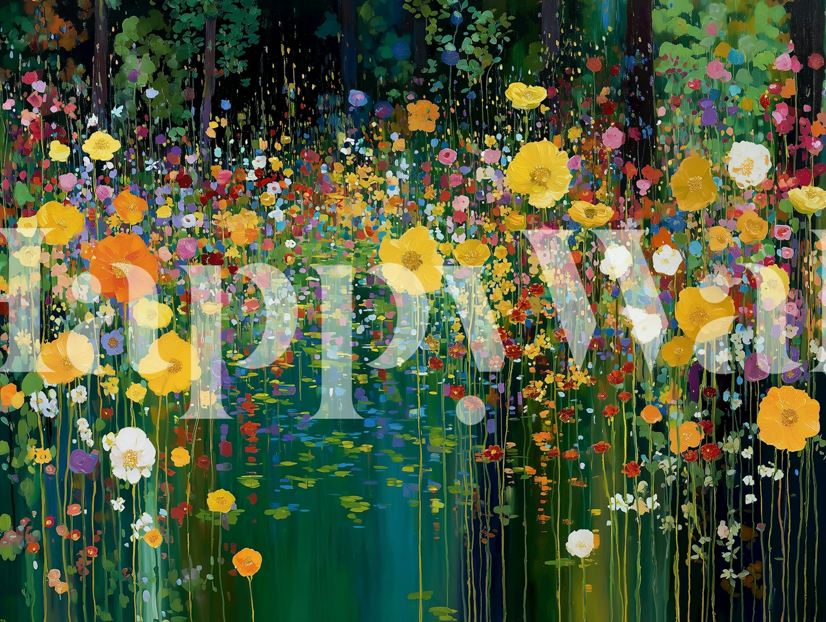 Blossom Symphony floral wallpaper in a room