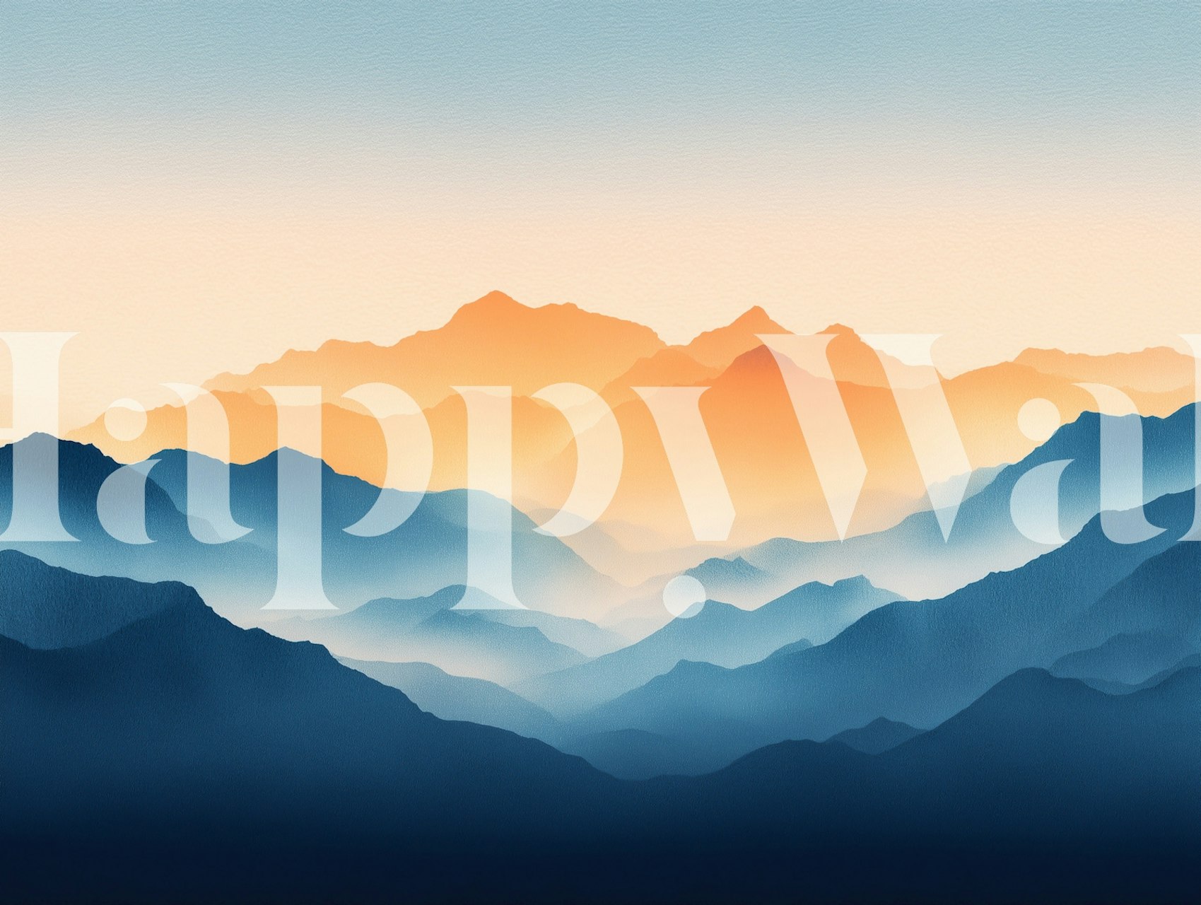 Tranquil mountain sunrise wallpaper in a room
